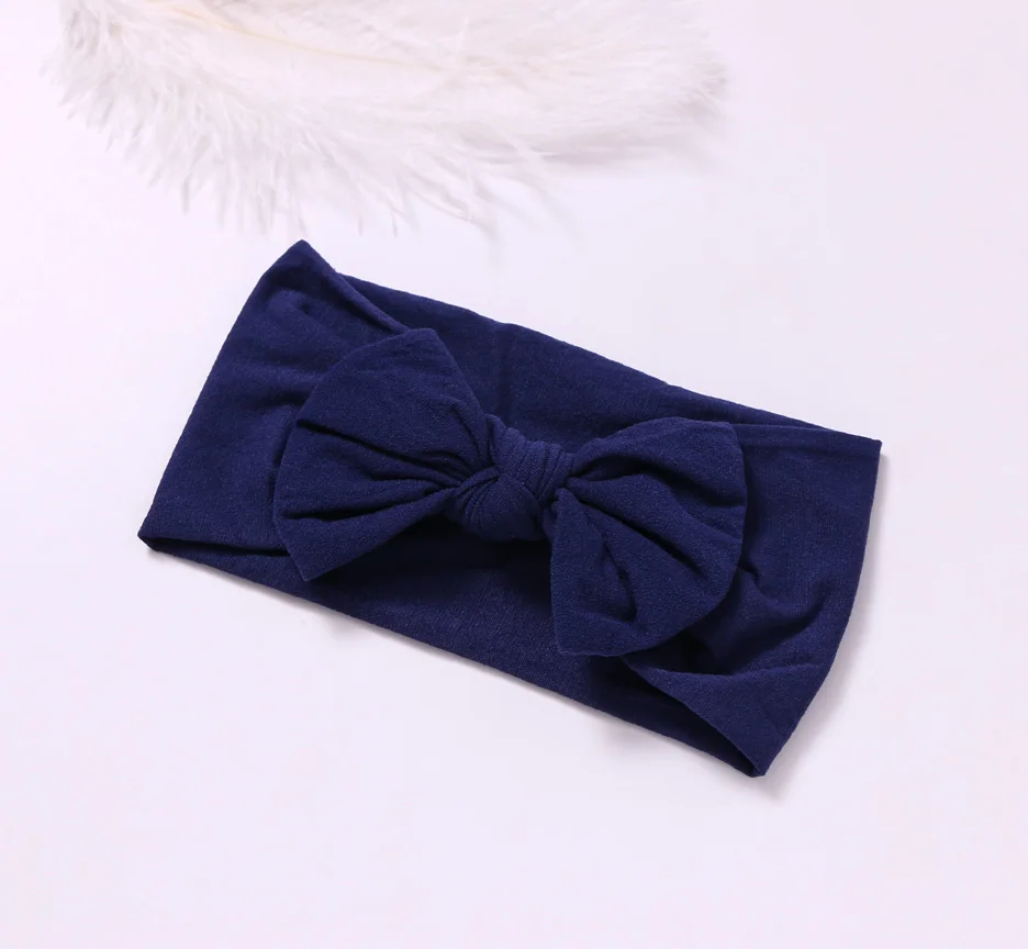 Style C-Navy Нейлон обруч с бантом, универсальный размер, Узел Лук нейлоновые оголовья, широкие нейлоновые головные уборы вы выбираете цвет - Цвет: Style C-Navy