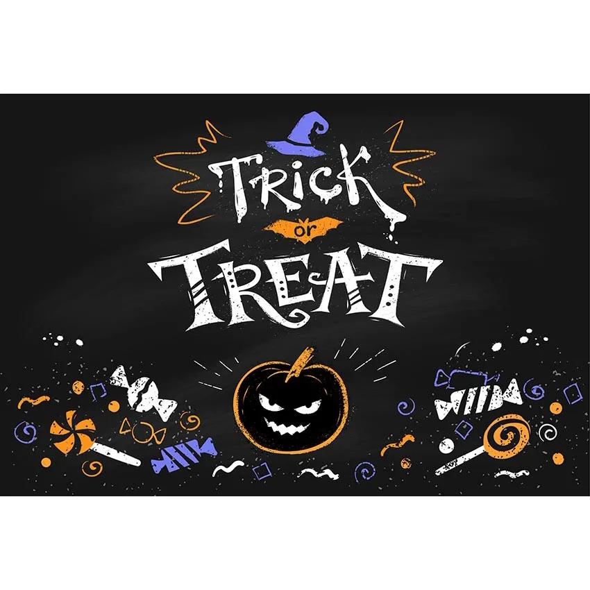 Черный трюк или Treat Тема Фотография фон дьявол Тыква и красочный задний с