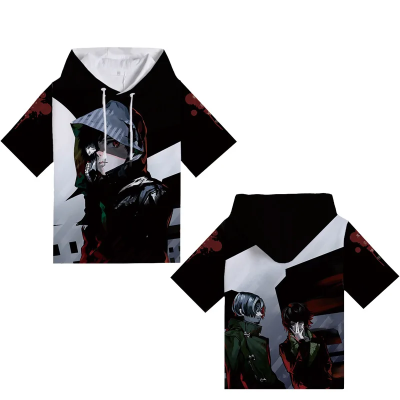 Толстовка с капюшоном и коротким рукавом для мужчин женщин аниме Токийский Гуль