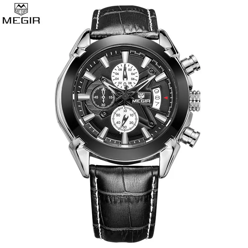 MEGIR мужские часы люксовый бренд хронограф водонепроницаемые кварцевые наручные