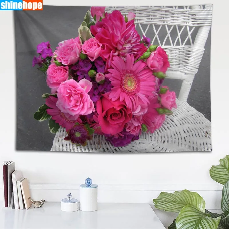 Gerbera цветы на заказ гобелен настенный гобелен Настенное подвесное одеяло спальня фермерский дом Декор богемное украшение дома - Цвет: Tapestry 6