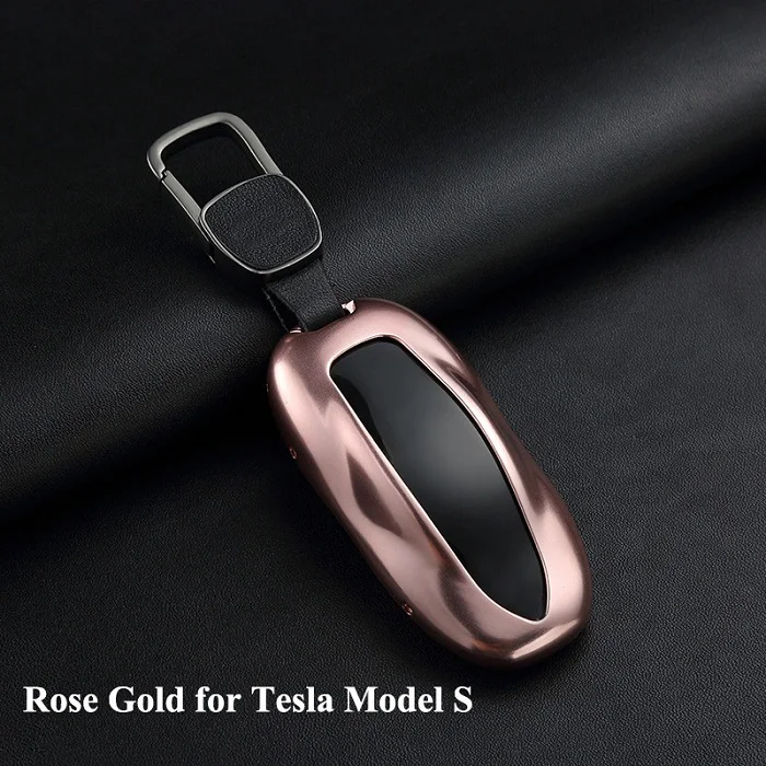 RoseGold for Model S 1 шт. Алюминий брелок для автомобильных ключей, чехол для ключей с Защита для ремня в виде ракушки сумка для хранения автомобиля Средства для укладки волос Tesla модель S модель X - Название цвета: RoseGold for Model S