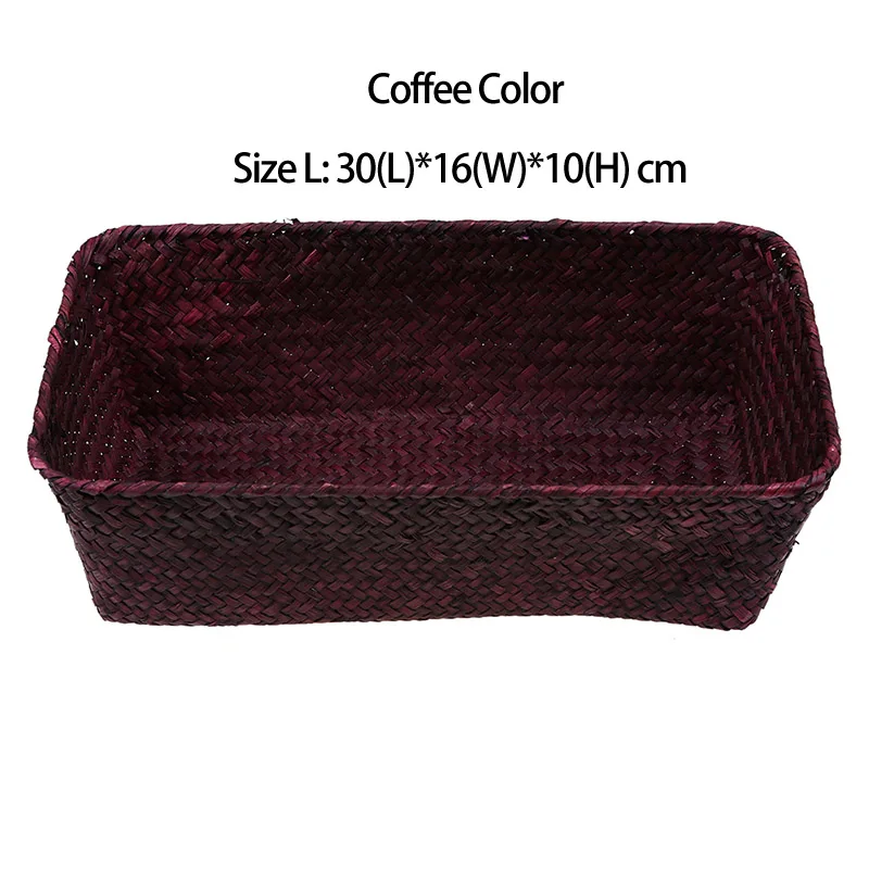 Coffee-L Size WCIC, кухонная оригинальная плетеная корзина для хранения ручной работы, эко-Ручная корзина для морских водорослей, корзина для хранения мусора в спальню, тканая коробка для хранения морских водорослей - Цвет: Coffee-L Size