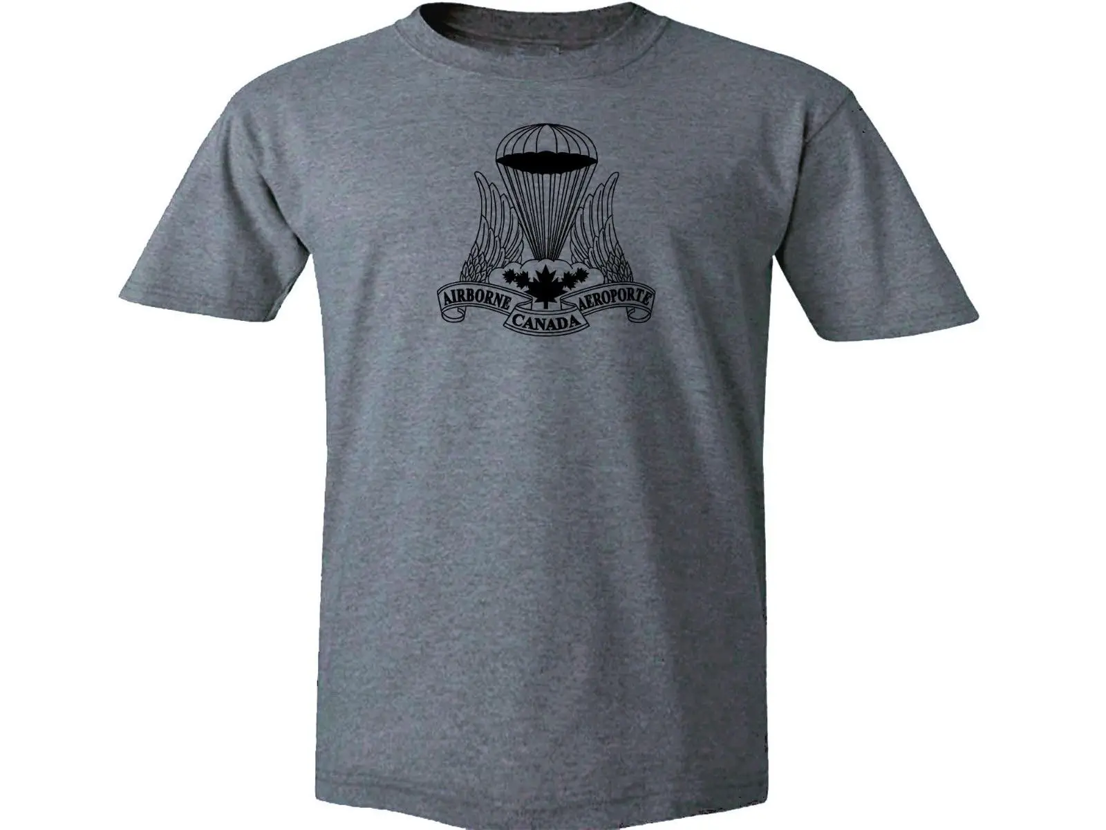 

Canadian Armed Forces Airborne Ranger military 100% cotton gray top t-shirt
