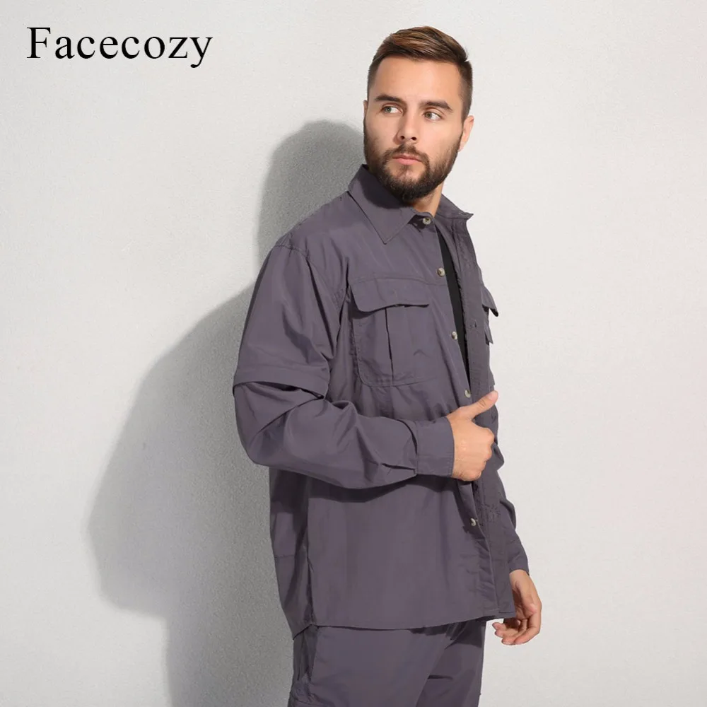 Мужская рубашка для альпинизма Facecozy быстросохнущая со съемным креплением|shirt and