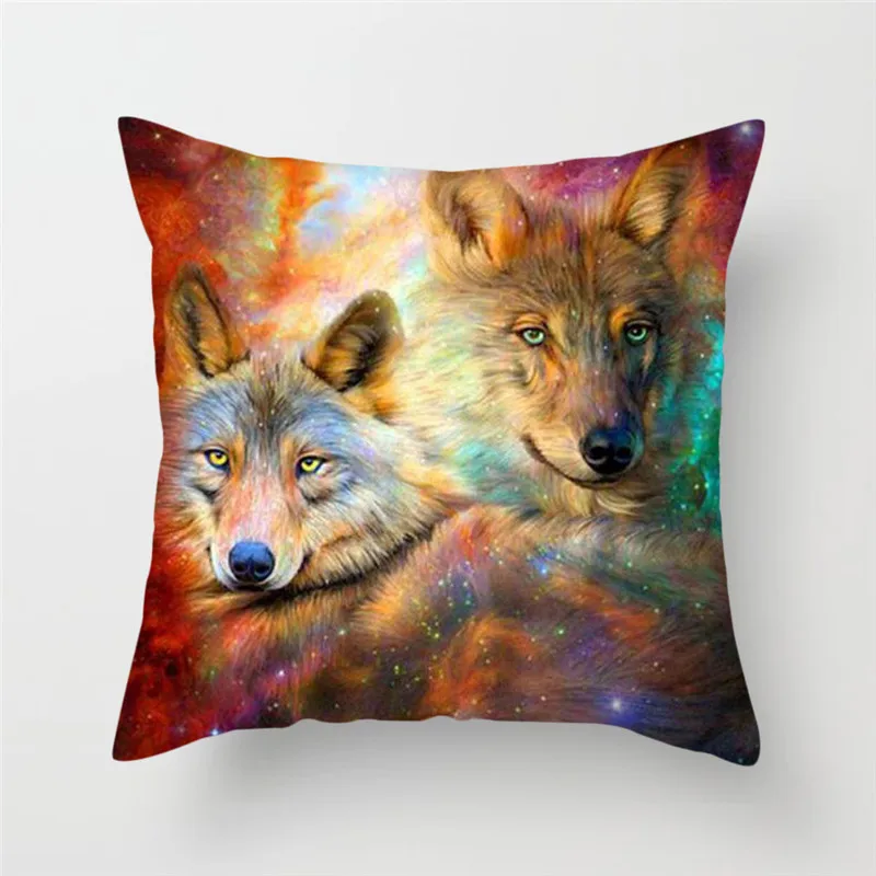 

Fuwatacchi Wolf Cushion Cover Animal Dog Moon Tiger Fox Pillow Cover For Home Sofa Chair Decoration Polyester Throw Pillowcases