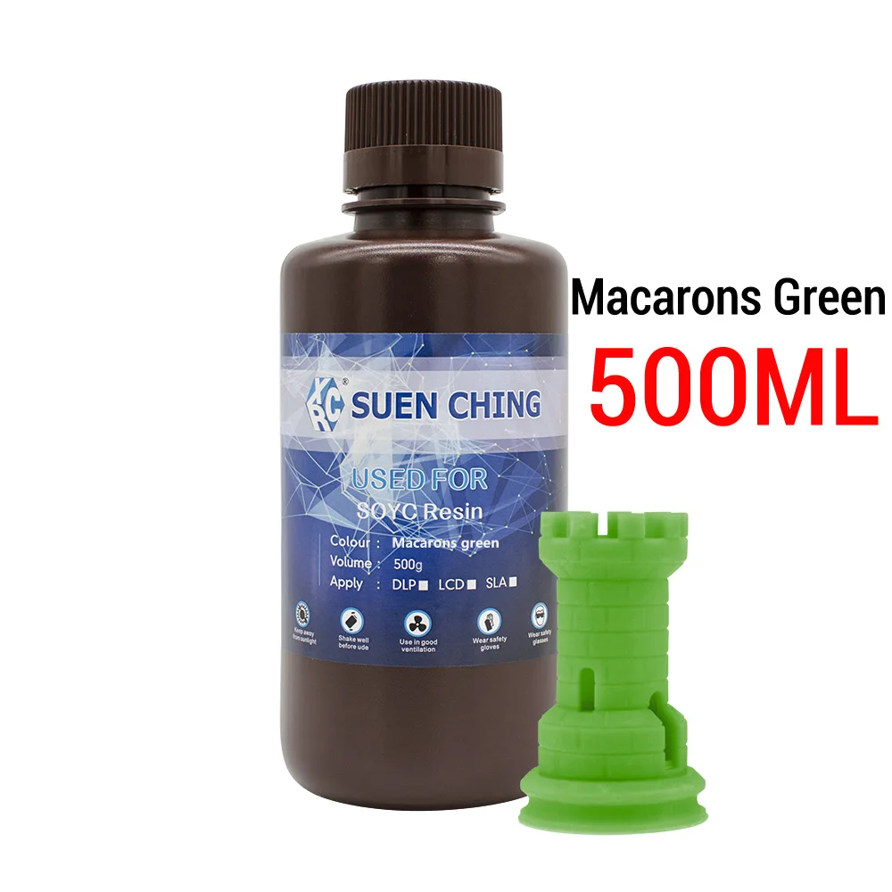 Macaron Green 500ML SOYC полимерный материал на растительной основе, 3D-печать, быстрый полимерный материал для УФ-светильник, отверждающий ЖК-дисплей, 3d-указатели для Anycubic Photon Anet - Цвет: Macaron Green 500ML