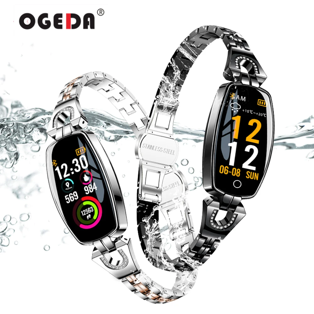 OGEDA модные часы Smart watch Для женщин 2019 мониторинга сердечного ритма фитнес-браслет