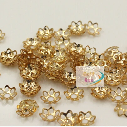 300 шт. 6 мм посеребренные/Золотые шапочки для бусин с цветами Ювелирная фурнитура