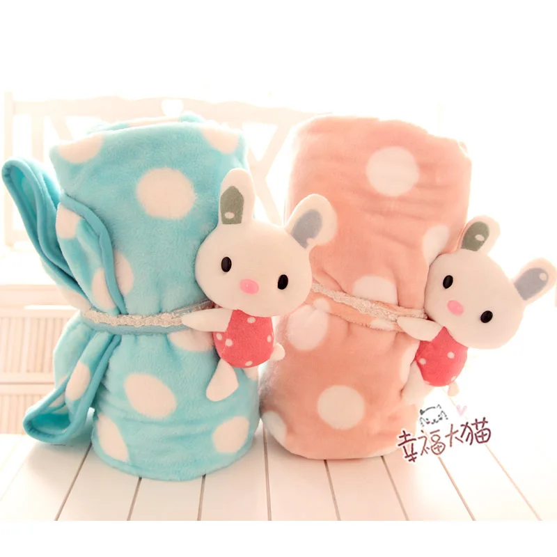 Hot sale 150cm soft cartoon cute sweet rabbit sleep coral fleece air conditioning folded baby blanket gift plush doll toy 1 pc | Дом и сад