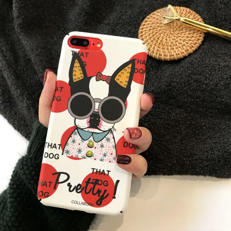 POBLU милые очки собака Телефон чехол для iphone 7 6s 8 Plus Мода Смешные животные бульдог
