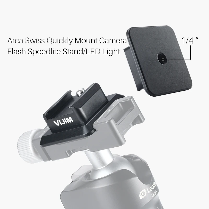 VIJIM VK-1 вспышка холодного башмака адаптер с Arca Quick Release 1/4 ''-20 винт для Godox Yongnuo