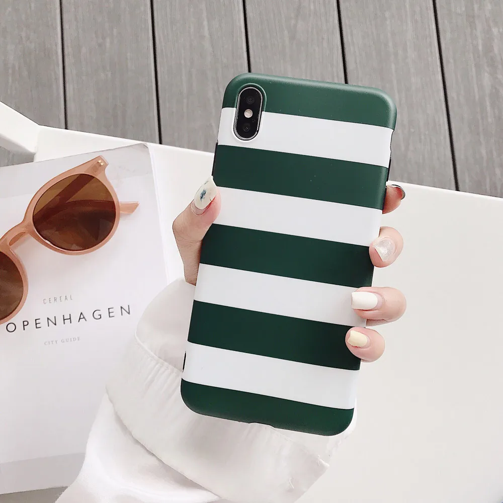 Простой чехол в полоску для телефона Iphone XS MAX X XR 7 8 Plus 6 S силиконовый Coque Fundas