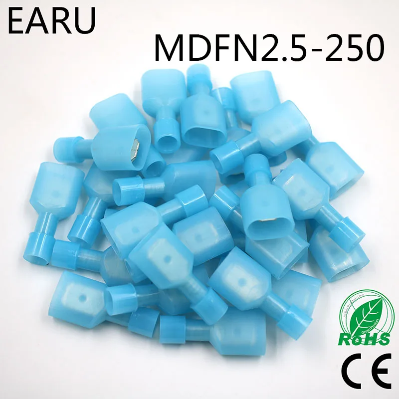 

MDFN2-250, нейлоновый, латунный, мужской, изолированный, лопатка, соединительный кабель, соединитель провода, 100, костюм 1,5-2, 5 мм2, 16-14AWG, разъем MDFN