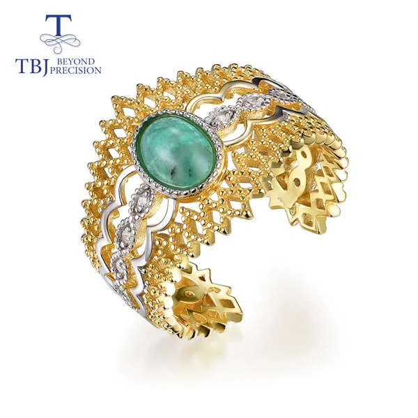 emerald TBJ, новые кольца с натуральным изумрудом, 925 серебряные полихроматические элементы, модные ювелирные изделия для женщин, подарок на свадьбу или день рождения - Цвет камня: emerald