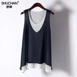 Льняная женская рубашка Shuchan, в стиле пэчворк, свободная, повседневная, летняя, 2019