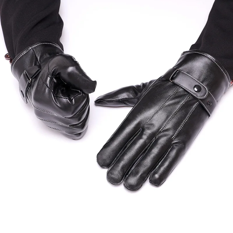 Winter Men's Ooutdoor Sport Fishing Hunting PU Leather Gloves Fashion Classic Three Leaning Black Thin | Спорт и развлечения
