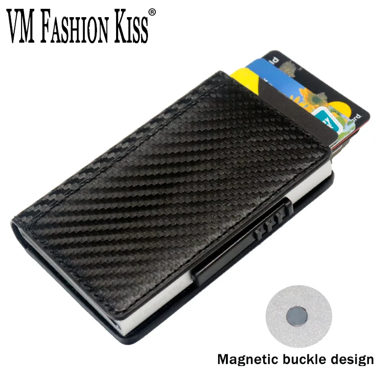 VM FASHION KISS с магнитной пряжкой, автоматический всплывающий металлический кошелек для карт, коробка для банковских карт, держатель для карт, RFID безопасный минималистичный держатель для кошелька