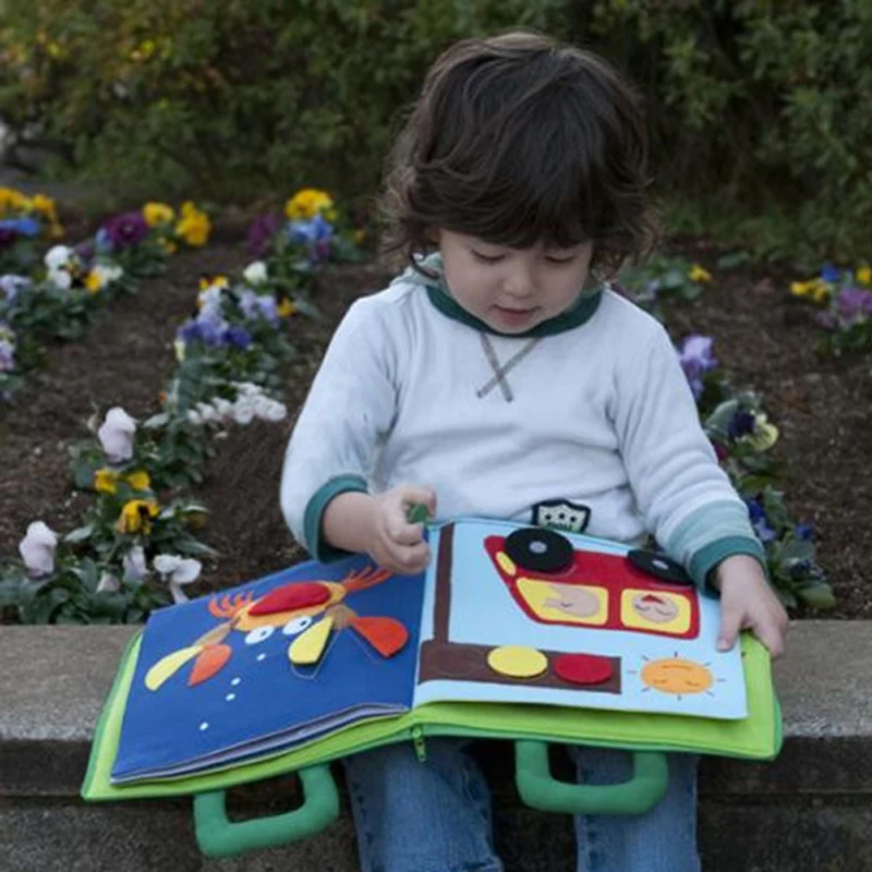 

Baby Geometry Shape Montessori Fabric Book Kids Montessori Materials Puzzle Quiet Book Educational Toys for Chilrdren Cloth Book