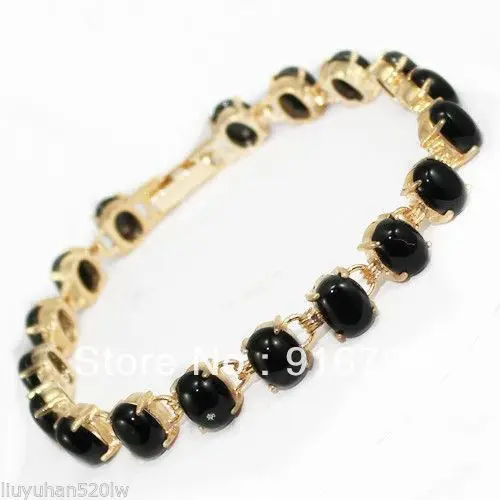 

free P&P >>>>> GP Jewelry Black Onyx link Bangle Bracelets