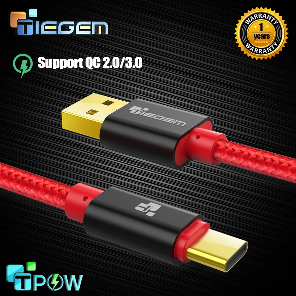 Кабель Tiegem USB Type C для быстрой зарядки кабель usb c 3 1 передачи данных и телефона Samsung
