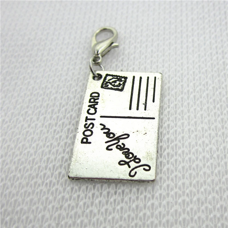 

Hot selling 20pcs/lot I love you post card dangle charms for glass floating pendant lockets hanging charms for diy jewelry