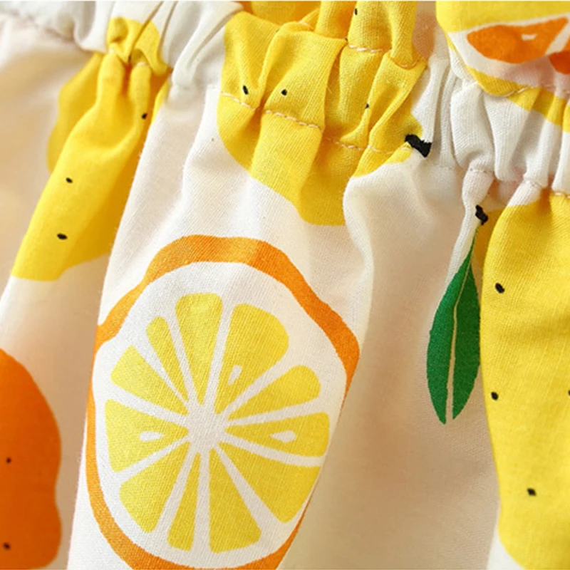 Детское платье без рукавов на бретельках с принтом лимона | Детская одежда и