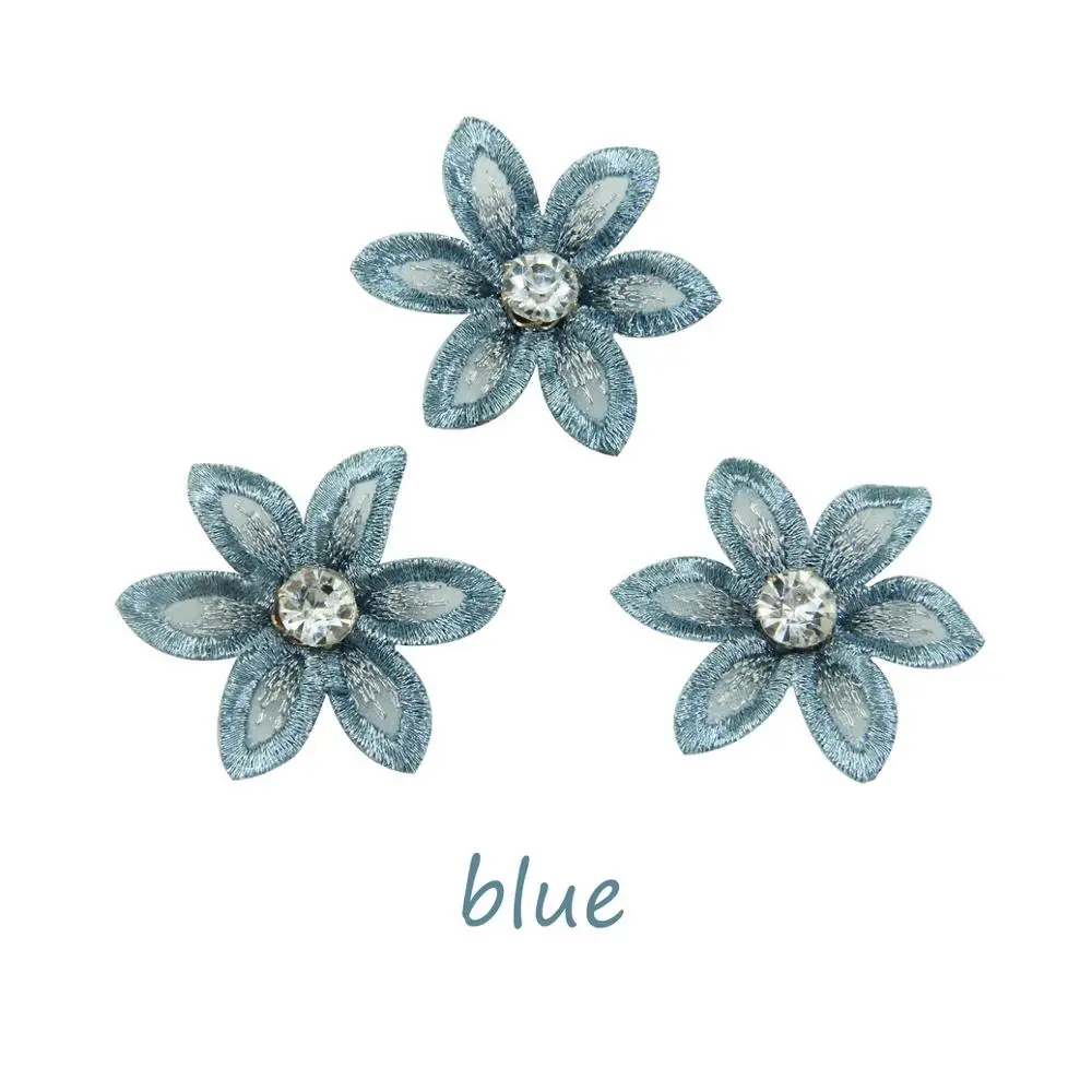 blue 12 шт./пакет 3,8 см из искусственных цветов ручной работы ремесло ткани на платформе с цветочным принтом повязка на голову, одежда шарф для самостоятельного изготовления украшений - Цвет: blue