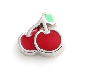 

20PCS/lot Enamel Fruit Cherry DIY Alloy Charms Accessories Fit For Magnetic Glass Living Memory Floating Locket