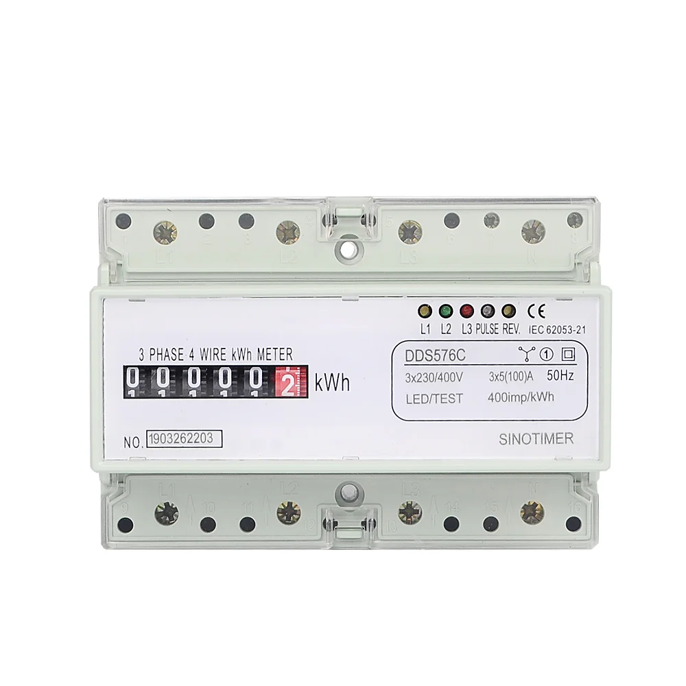 DDS576C 380 В 100А кВтч метр цифровой 3 фазы энергосберегающий ваттметр счетчик энергии din-рейка 7P 400imp счетчик импульсов электроэнергии