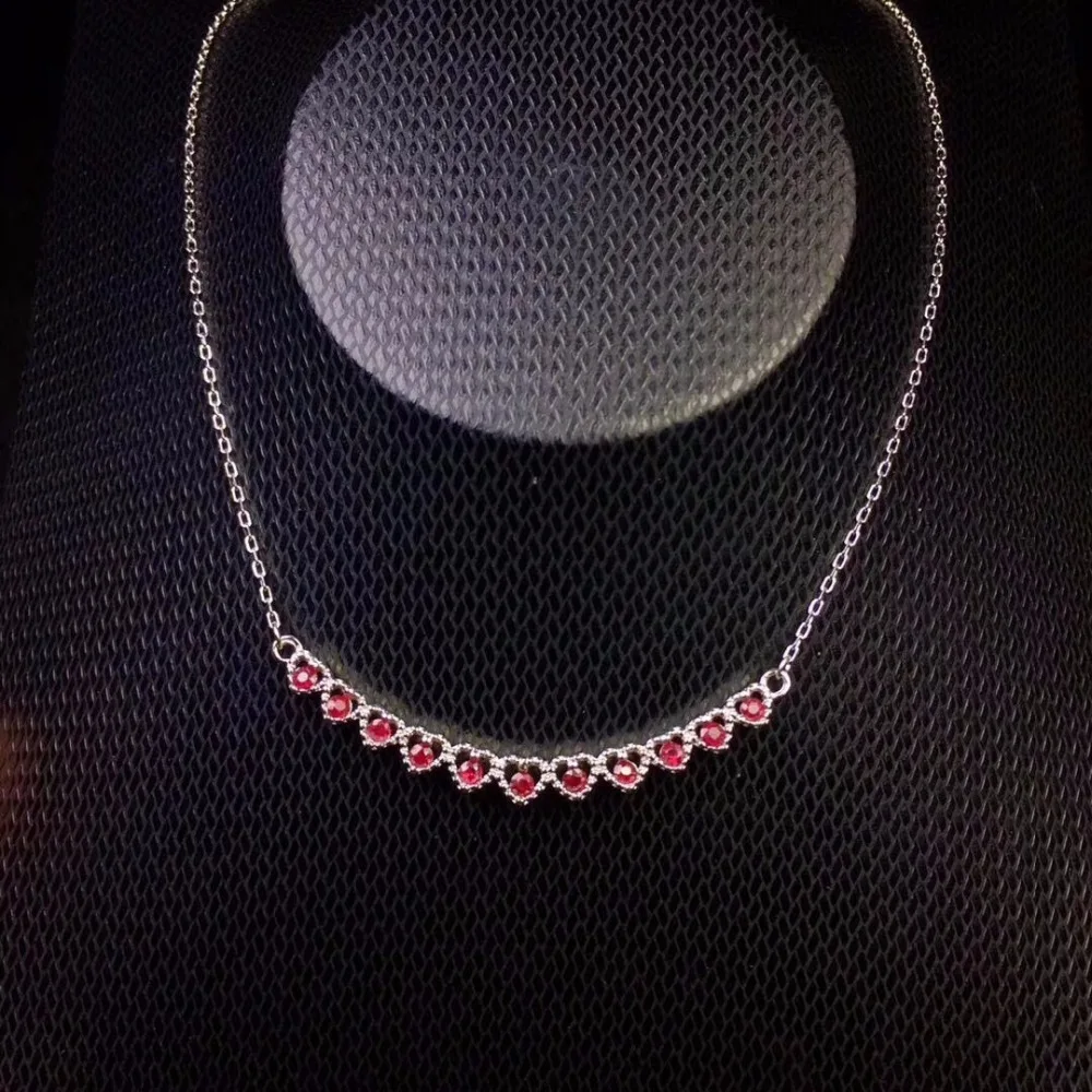 Uloveido Tested Natural Ruby Chain Necklace for Women 925 Sterling Silver Jewelry 2*2mm*11 Pcs Velvet Box Certificate FN186 | Украшения и
