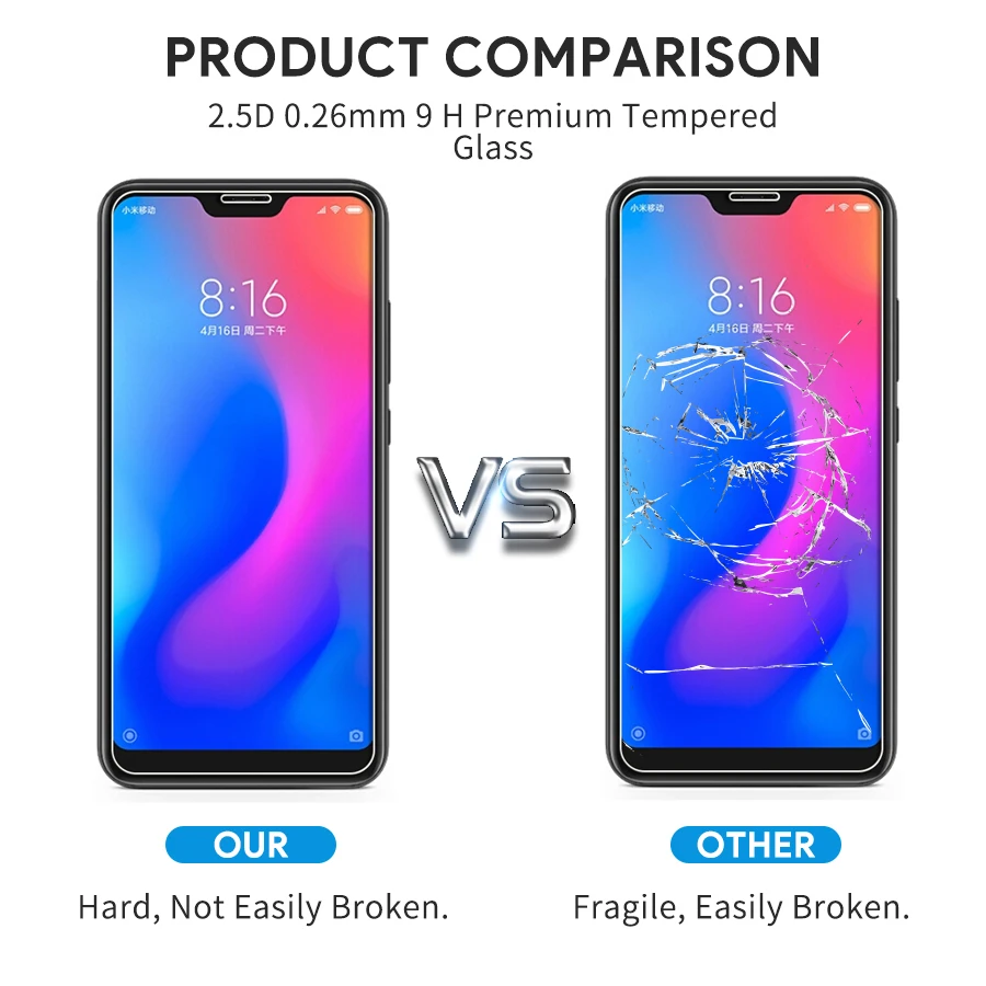 9H Tempered Glass for Xiaomi Mi A2 Lite Screen Protector For A2Lite 5.84 Global Version 2.5D Protective Film | Мобильные телефоны и