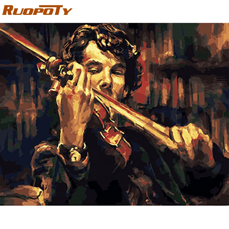 RUOPOTY рамка для влюбленных, рисунок DIY, картина по номерам, акриловая Картина на холсте, украшение для дома, уникальный подарок, современная настенная художественная картина - Цвет: 2