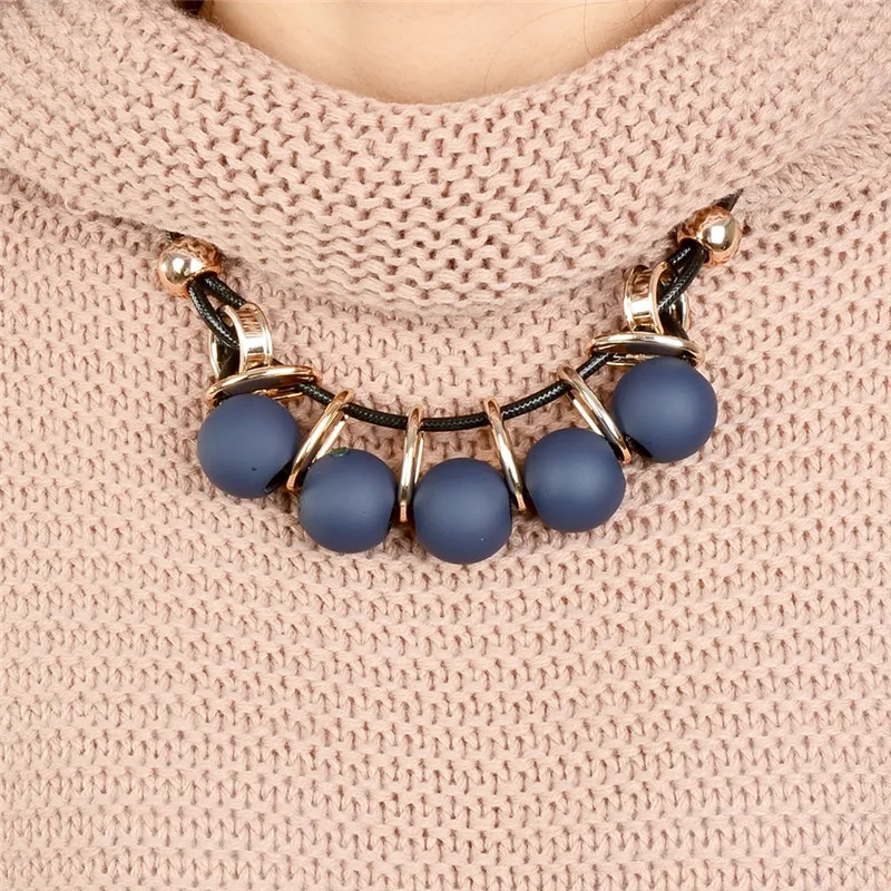 Женское ожерелье с подвеской PINKSEE длинное из черного кожзаменителя бусинами|bib