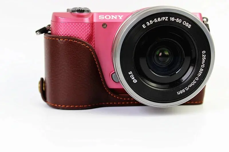 Чехол из натуральной кожи для камеры Sony A5000 A5100 | Электроника