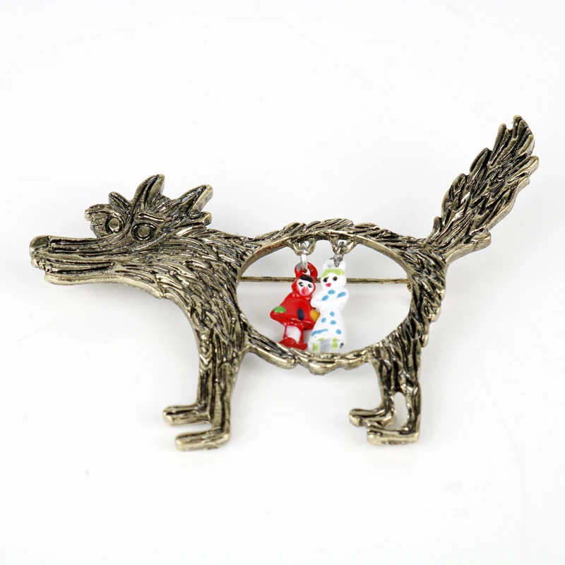 

Once Upon a Time fairy tale Gray wolf and Little Red Riding Hood Creative Brooch for Female Men Woman's Brooches Pins -40