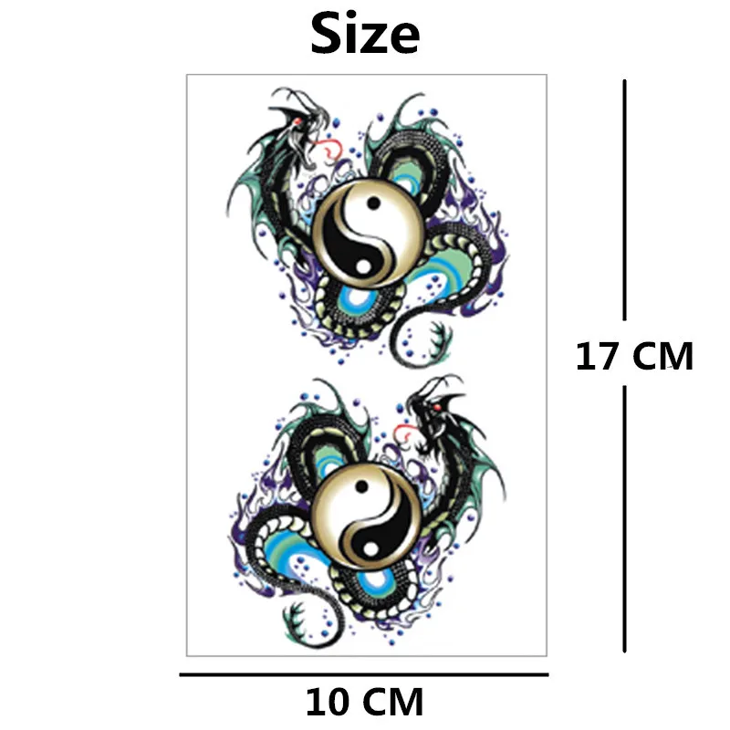 Временная татуировка SHNAPIGN Yin Yang Taichi Dragon боди арт наклейка с флеш татуировкой s 17*10