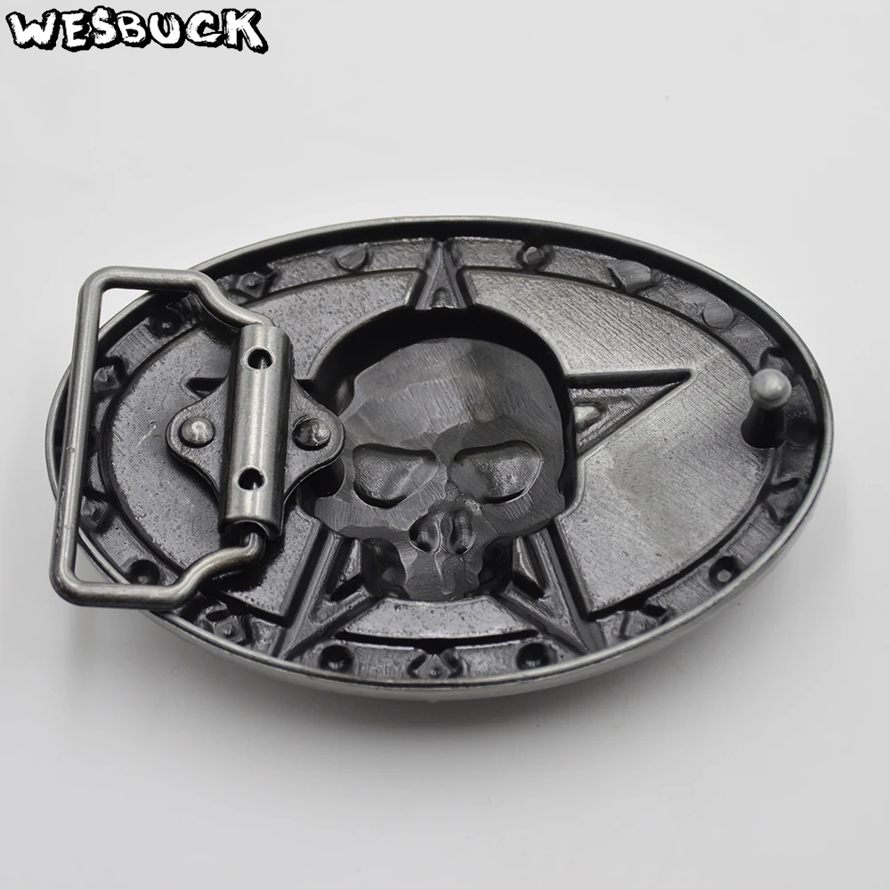 WesBuck Brand Fashion Skull Mens Belt Buckle Novel Style Cowboy Pentagram Pattern And PU | Дом и сад