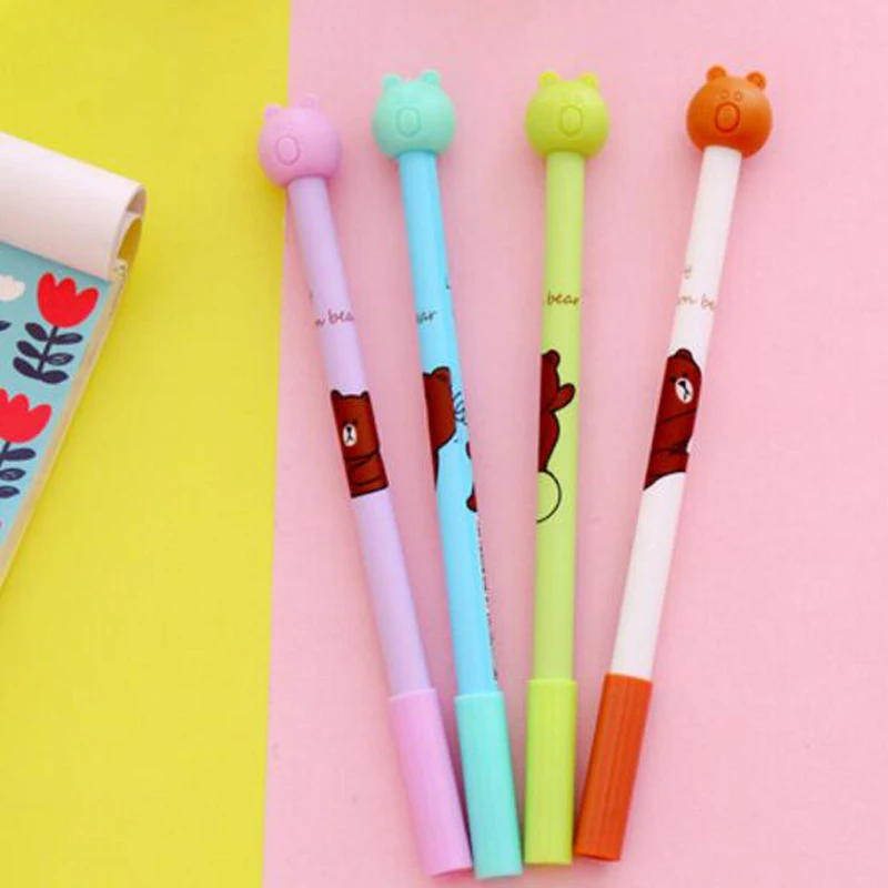 

20pcs/lot Cartoon Bear Shape Gel Ink Pen Easily eliminate With Eraser Promotional Gift Writing Pens Christmas gifts stationery