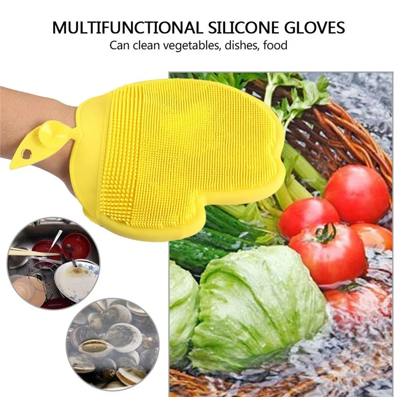 

Apple Shape Magic Silicone Dish Bowl Cleaning Gloves Scouring Pad Pot Wash Brush Potato Carrot Cleaner Kitchen Accessories 35