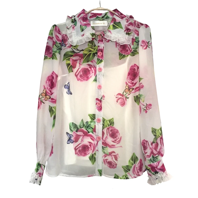 2020 Zanzea Shein корейские продажи вискозные женские топы Blusas Mujer De Moda Розовая Бабочка