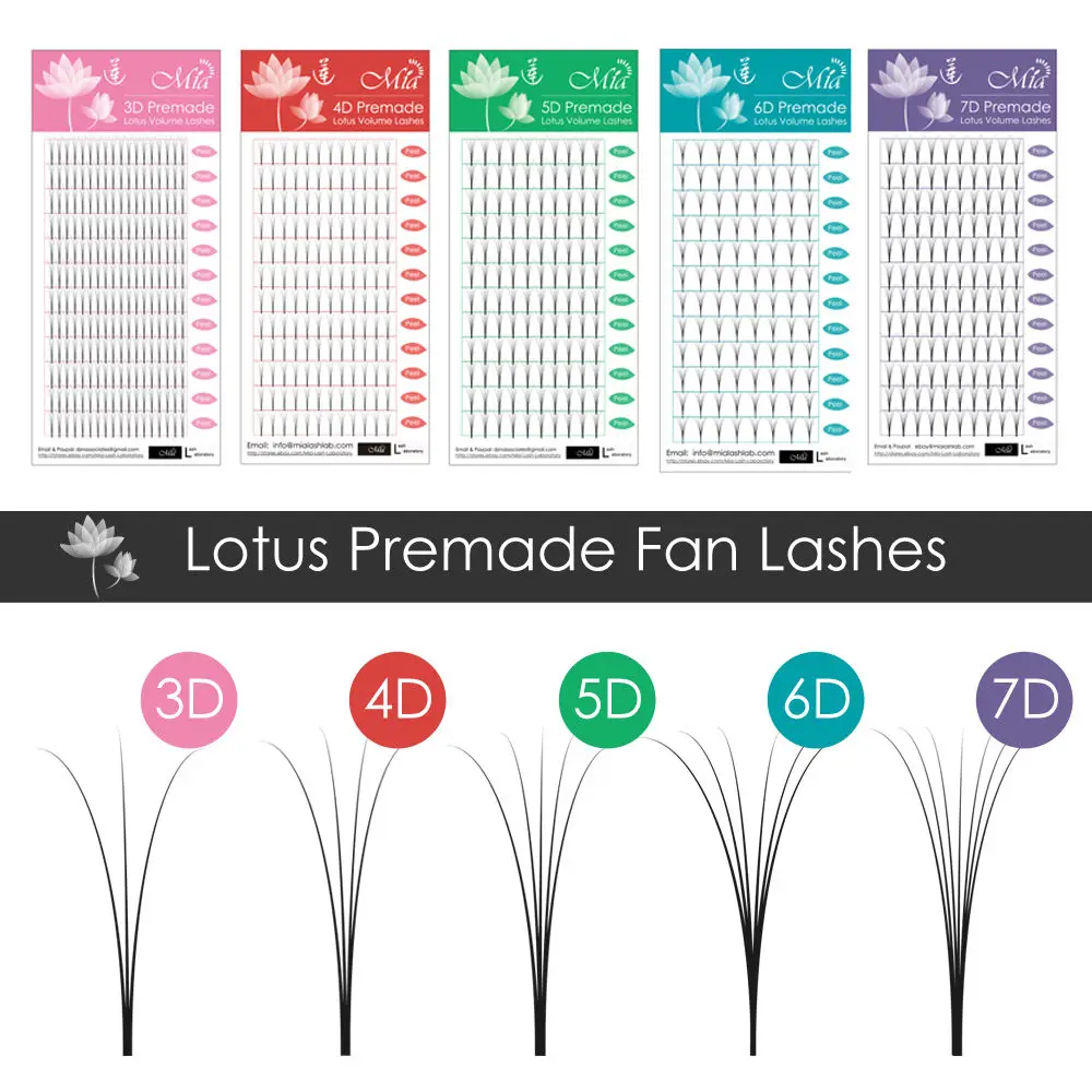 Готовые объемные ресницы Lotus 7D [0 07 C/D] полуперманентные Индивидуальные для