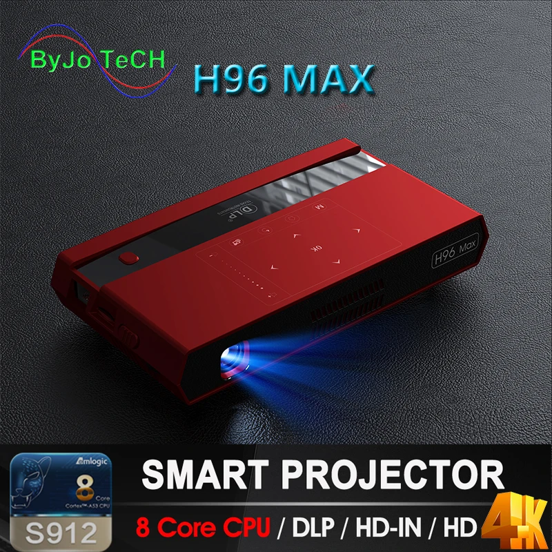 Портативный проектор ByJoTeCH H96 MAX DLP светодиодный S912 Android 8 Core процессор Full HD 4K 200