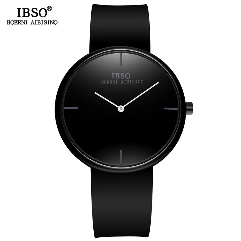 Black dial Black IBSO Креативные мужские часы, силиконовые спортивные часы, Relogio Masculino, Топ бренд, роскошные мужские кварцевые часы, лучшие подарки#8306 - Цвет: Black dial Black