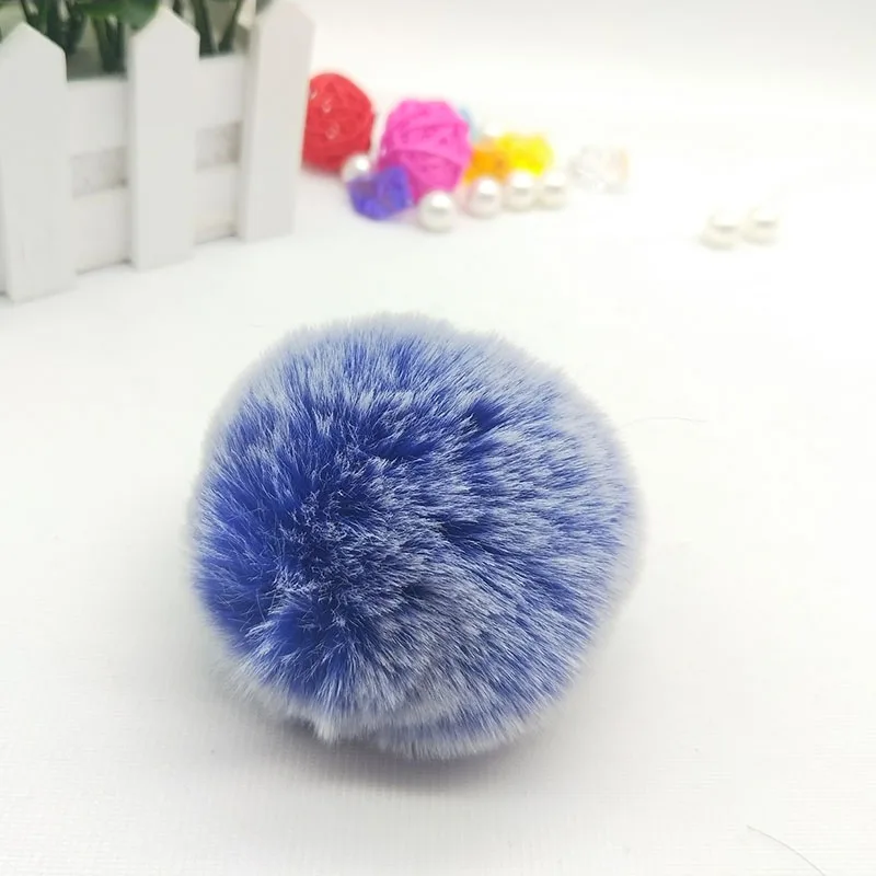 Blue Gray 8 см шарик из искусственного кроличьего меха брелок помпон пушистая прекрасная цепочка для ключа брелок симпатичный помпон Pom Porte Clef для женщин Сумка Подвески Игрушки - Цвет: Blue Gray