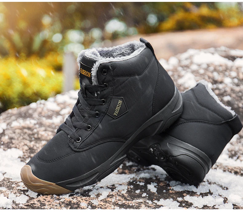 Fashion Men's Snow boots Warm with plush ankle boots Couple work Casual shoes For men winter boots