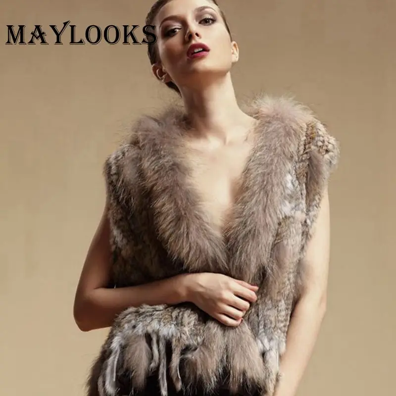 Распродажа 2018 меховой жилет новые женские жилеты из натурального кролика пальто