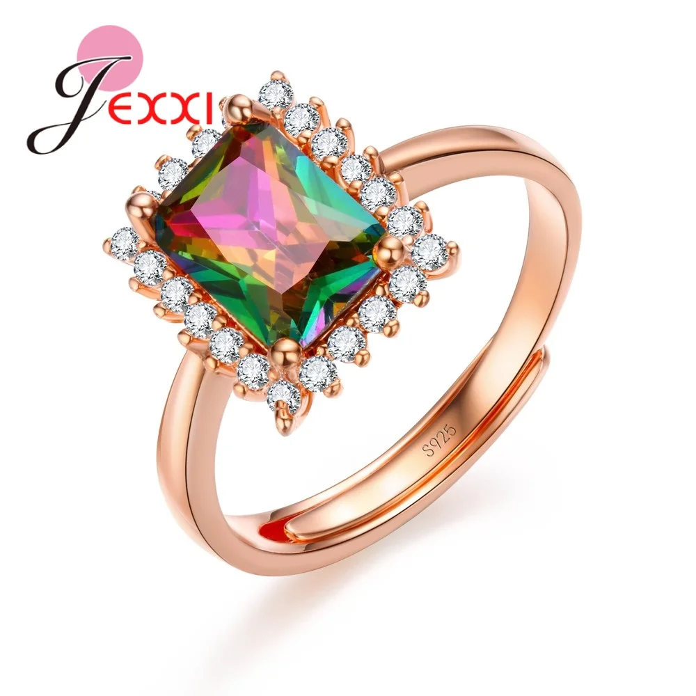

Розовое золото, простое классическое обручальное кольцо, ювелирное изделие с разноцветным фианитом для женщин, винтажное ювелирное издели...