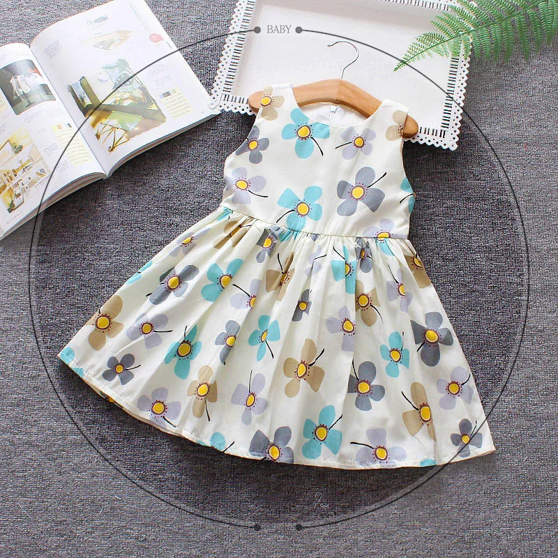 2019 г. Элегантное летнее платье для маленьких девочек без рукавов с цветочным