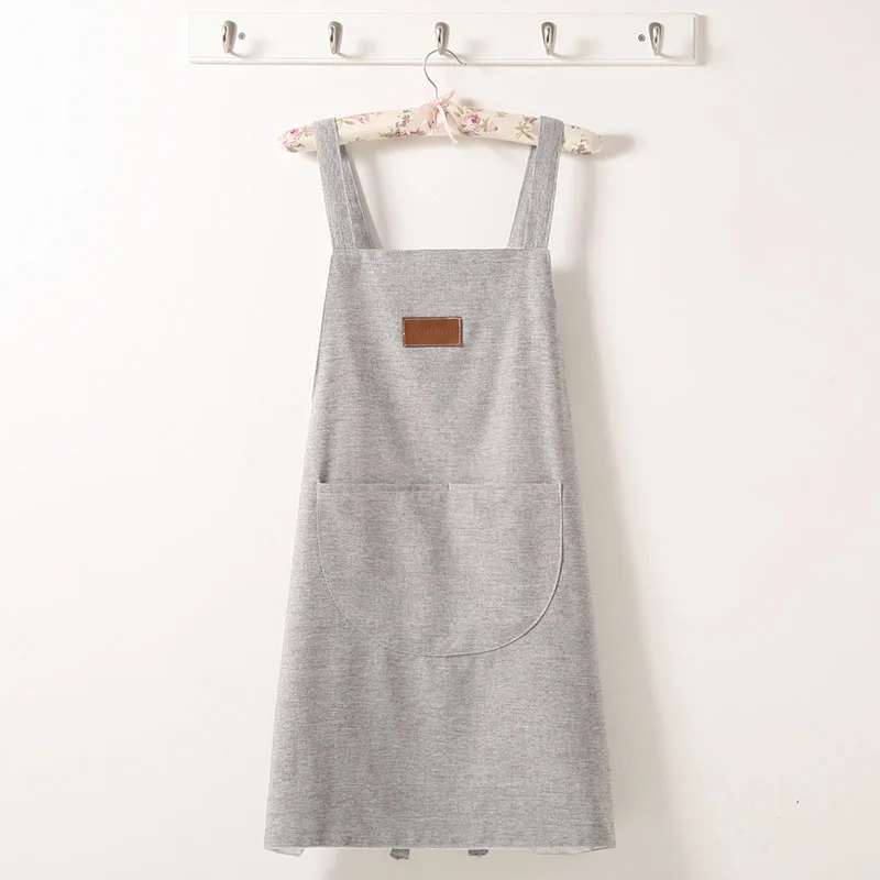 Gray Модный однотонный кухонный фартук для приготовления пищи для женщин и мужчин, повара, официанта, кафе, магазина, фартуки для парикмахеров, подарок для влюбленных, нагрудники с карманами - Цвет: Gray
